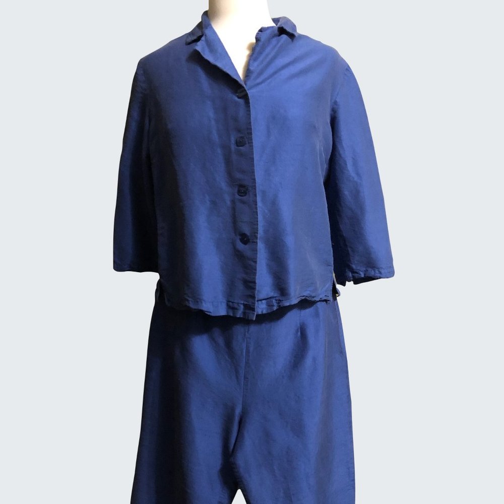 CLIO - Blue 100% Silk 2-piece blouse and pants